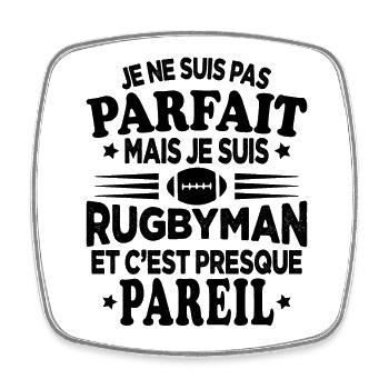 Pas Parfait Mais Je Suis Rugbyman Humour Cadeau - Magnet carré - blanc - Devant