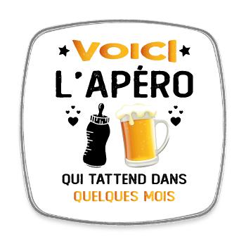 Futur Papa Apéro Cadeau - Magnet carré - blanc - Devant