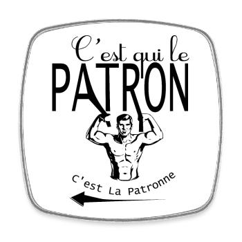 C'est qui le patron - Magnet carré - blanc - Devant