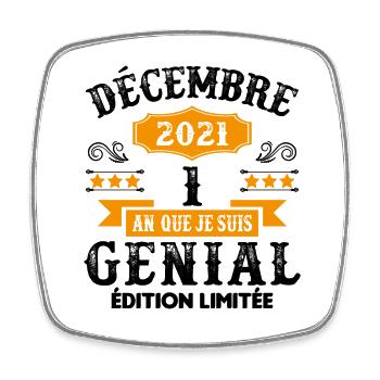 1 An Anniversaire Vintage Né(e) Décembre 2021 - Magnet carré - blanc - Devant