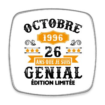 Cadeau Anniversaire Vintage 26 Ans Octobre 1996 - Magnet carré - blanc - Devant