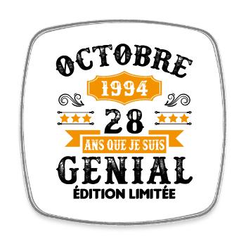 Cadeau Anniversaire Vintage 28 Ans Octobre 1994 - Magnet carré - blanc - Devant