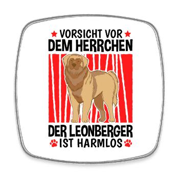 Vorsicht Leonberger Herrchen deutscher Wachhund - Viereckiger Kühlschrankmagnet - Weiß - Vorne