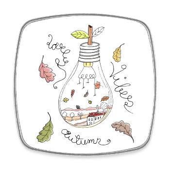 Herbst in Glühbirne und schöner Spruch - Viereckiger Kühlschrankmagnet - Weiß - Vorne