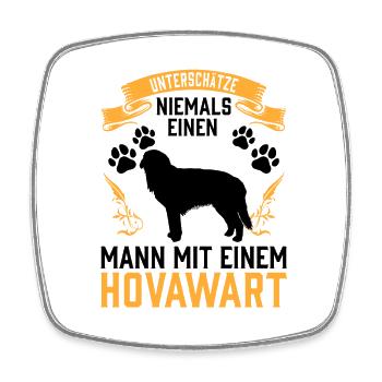 Unterschätze nie einen Mann mit Hovawart - Viereckiger Kühlschrankmagnet - Weiß - Vorne