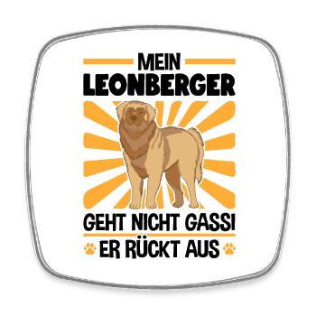 Leonberger Gassi gehen deutscher Wachhund - Viereckiger Kühlschrankmagnet - Weiß - Vorne