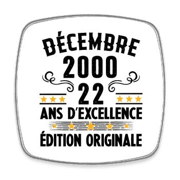 Cadeau Anniversaire Vintage 22 Ans Décembre 2000 - Magnet carré - blanc - Devant