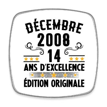 Cadeau Anniversaire Vintage 14 Ans Décembre 2008 - Magnet carré - blanc - Devant