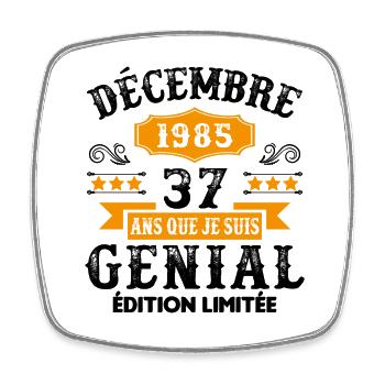 37 Ans Anniversaire Vintage Né(e) en Décembre 1985 - Magnet carré - blanc - Devant