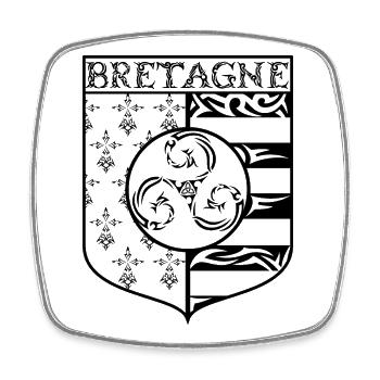 Bretagne Blason Gwenn Ha Du Tribal Triskèle - Magnet carré - blanc - Devant