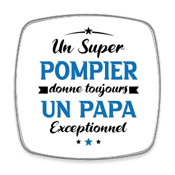 Pompier futur papa sapeur pompier anniversaire - Magnet carré - blanc - Devant