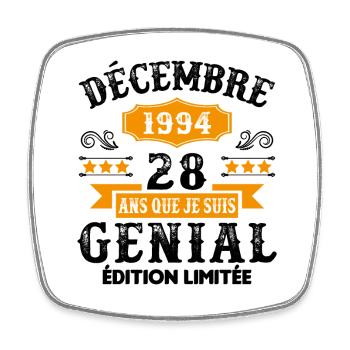 28 Ans Anniversaire Vintage Né(e) en Décembre 1994 - Magnet carré - blanc - Devant
