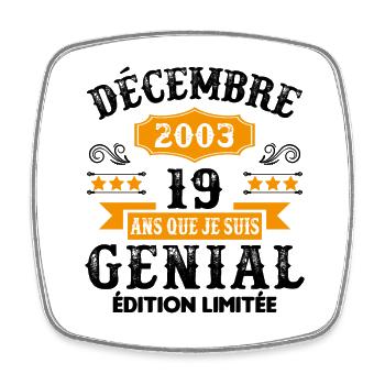19 Ans Anniversaire Vintage Né(e) en Décembre 2003 - Magnet carré - blanc - Devant