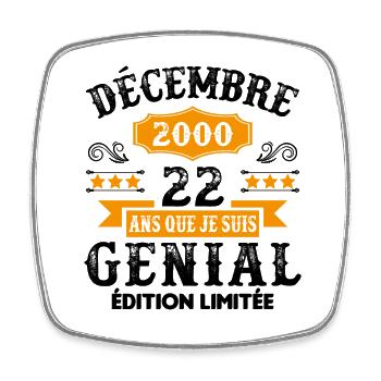 22 Ans Anniversaire Vintage Né(e) en Décembre 2000 - Magnet carré - blanc - Devant