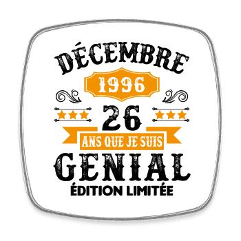 26 Ans Anniversaire Vintage Né(e) en Décembre 1996 - Magnet carré - blanc - Devant
