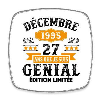 27 Ans Anniversaire Vintage Né(e) en Décembre 1995 - Magnet carré - blanc - Devant