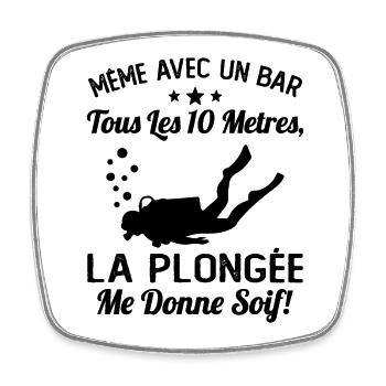 La Plongée Me Donne Soif Mer Cadeau Plongeur Apnée - Magnet carré - blanc - Devant