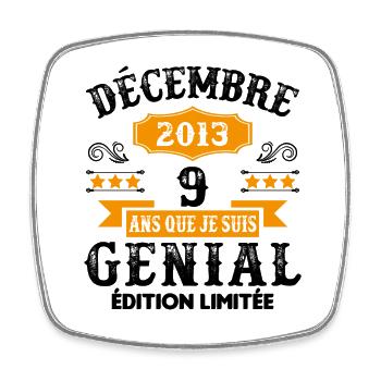 9 Ans Anniversaire Vintage Né(e) en Décembre 2013 - Magnet carré - blanc - Devant