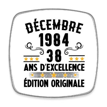38 Ans Anniversaire Vintage Né(e) en Décembre 1984 - Magnet carré - blanc - Devant