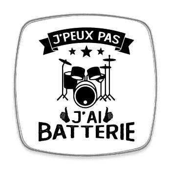 Je Peux Pas J'Ai Batterie Cadeau - Magnet carré - blanc - Devant