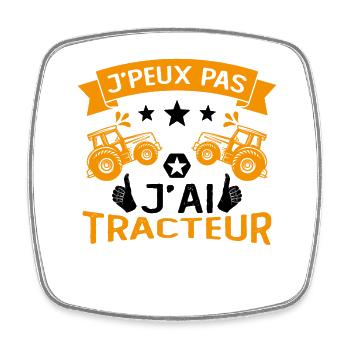 J'peux pas j'ai tracteur Cadeau - Magnet carré - blanc - Devant