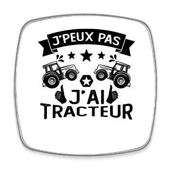J'peux pas j'ai tracteur Cadeau - Magnet carré - blanc - Devant