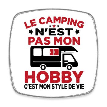 J'aime Camping C'est Mon Style De Vie Camping Car - Magnet carré - blanc - Devant