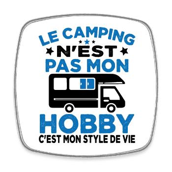 J'aime Camping C'est Mon Style De Vie Camping Car - Magnet carré - blanc - Devant