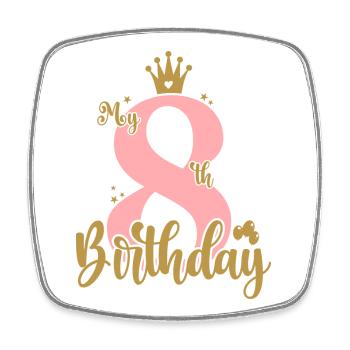 Eight Birthday Crown Design - Square fridge magnet - white - Front