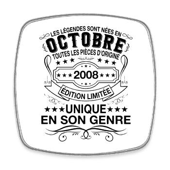Les légendes sont nées en Octobre 2008 Cadeau - Magnet carré - blanc - Devant
