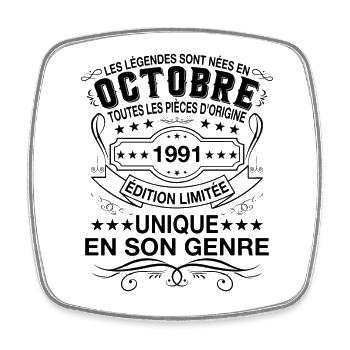 Les légendes sont nées en Octobre 1991 Cadeau - Magnet carré - blanc - Devant