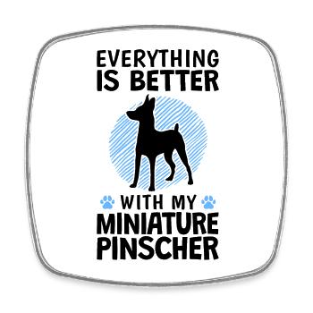 Alles besser mit Zwergpinscher Pinscher - Viereckiger Kühlschrankmagnet - Weiß - Vorne