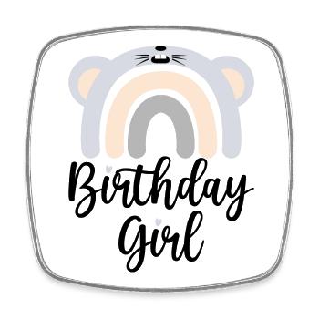 Pastel Rainbow Bear Arch - Square fridge magnet - white - Front