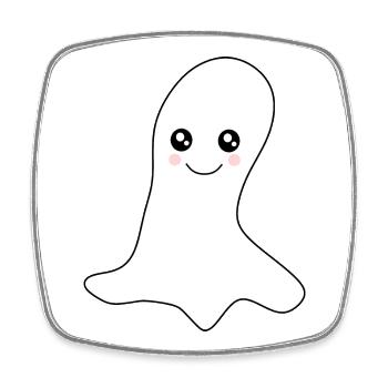 Kawaii Gespenst Geister Halloween Halloweenkostüm - Viereckiger Kühlschrankmagnet - Weiß - Vorne
