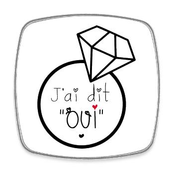 JaiditOui Engagement Romantique - Magnet carré - blanc - Devant