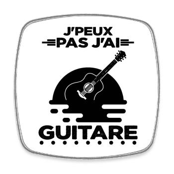 J'Peux Pas J'Ai Guitare Musicien Cadeau De Guitare - Magnet carré - blanc - Devant