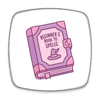 Hexenbuch Anfängerbuch zu Zaubersprüchen lustig - Viereckiger Kühlschrankmagnet - Weiß - Vorne