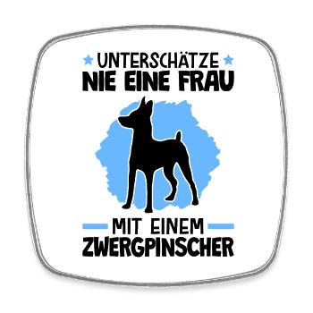 Mädchen mit Zwergpinscher Pinscher - Viereckiger Kühlschrankmagnet - Weiß - Vorne