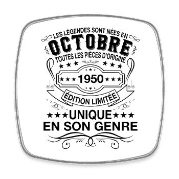 Les légendes sont nées en Octobre 1950 Cadeau - Magnet carré - blanc - Devant