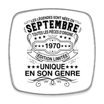Les légendes sont nées en Septembre 1970 Cadeau - Magnet carré - blanc - Devant