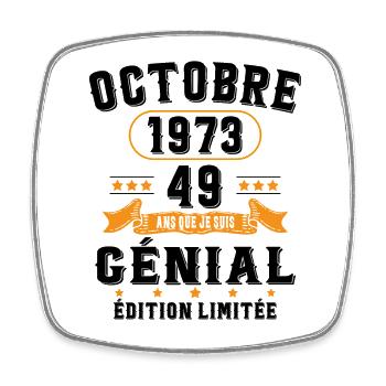 49 Ans Anniversaire Vintage Né(e) en Octobre 1973 - Magnet carré - blanc - Devant