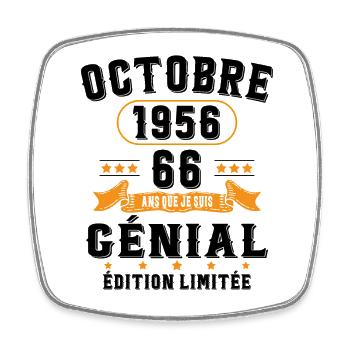 66 Ans Anniversaire Vintage Né(e) en Octobre 1956 - Magnet carré - blanc - Devant