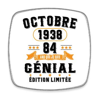 84 Ans Anniversaire Vintage Né(e) en Octobre 1938 - Magnet carré - blanc - Devant