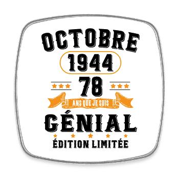 78 Ans Anniversaire Vintage Né(e) en Octobre 1944 - Magnet carré - blanc - Devant