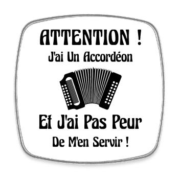 Idée Cadeau Humour Accordéon Joueur Musique - Magnet carré - blanc - Devant