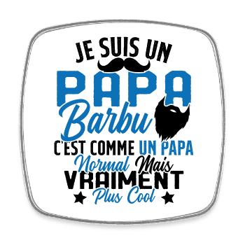 Papa Barbu Humour Cadeau Fête des Pères - Magnet carré - blanc - Devant