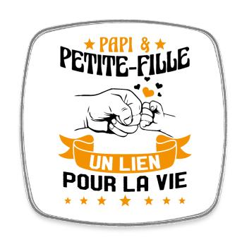 Papi & Petite Fille Grand Père Papy Cadeau - Magnet carré - blanc - Devant