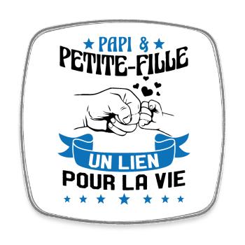 Papi & Petite Fille Grand Père Papy Cadeau - Magnet carré - blanc - Devant