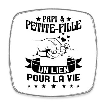 Papi & Petite Fille Grand Père Papy Cadeau - Magnet carré - blanc - Devant