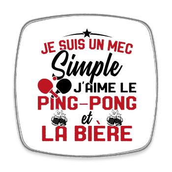 Mec simple j'aime le ping-pong et l'apéro Cadeau - Magnet carré - blanc - Devant